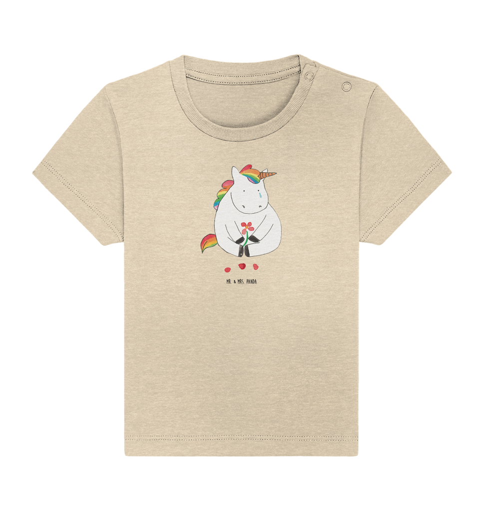 Organic Baby Shirt Einhorn Traurig Baby T-Shirt, Jungen Baby T-Shirt, Mädchen Baby T-Shirt, Shirt, Einhorn, Einhörner, Einhorn Deko, Pegasus, Unicorn, Glitzer, Trösten. Freundschaft, Freunde, Liebe, Trauer, Grußkarte, Blume