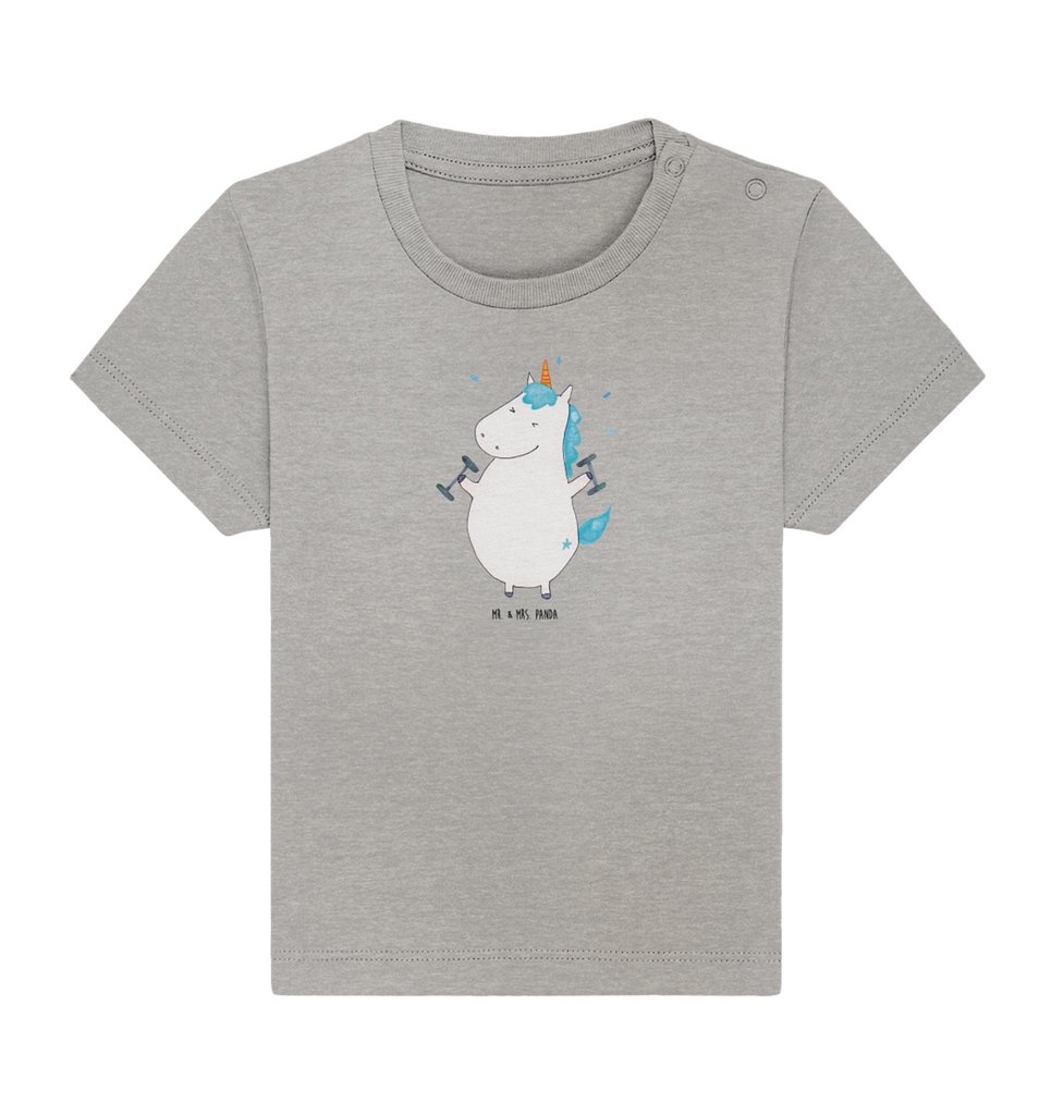 Organic Baby Shirt Einhorn Fitness Baby T-Shirt, Jungen Baby T-Shirt, Mädchen Baby T-Shirt, Shirt, Einhorn, Einhörner, Einhorn Deko, Pegasus, Unicorn, Gym, Fitness, Fitnessstudio, Diät, Abnehmen, Sport, Pumpen, Geräte, Sixpack