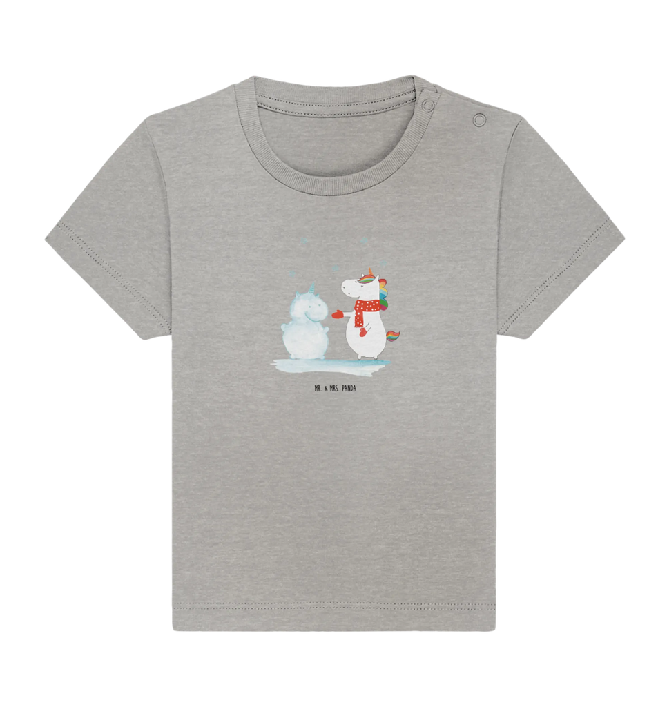 Organic Baby Shirt Einhorn Schneemann Baby T-Shirt, Jungen Baby T-Shirt, Mädchen Baby T-Shirt, Shirt, Einhorn, Einhörner, Einhorn Deko, Pegasus, Unicorn, Schneemann, Winter, Schnee, Kuchen, Weihnachten, kalt, Mütze, Handschuhe, X-Mas