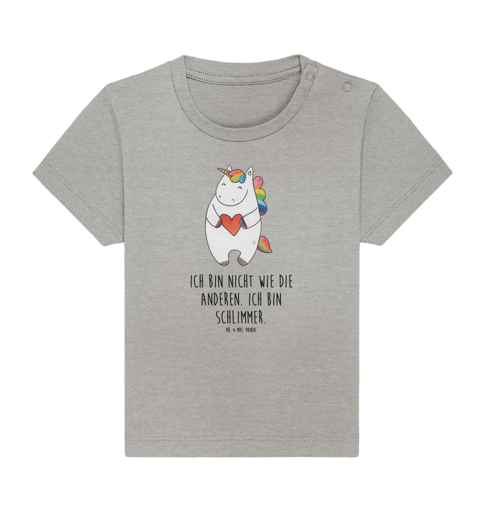 Organic Baby Shirt Einhorn Herz Baby T-Shirt, Jungen Baby T-Shirt, Mädchen Baby T-Shirt, Shirt, Einhorn, Einhörner, Einhorn Deko, Pegasus, Unicorn, Herz, schlimm, böse, witzig, lustig, Freundin, anders, bunt