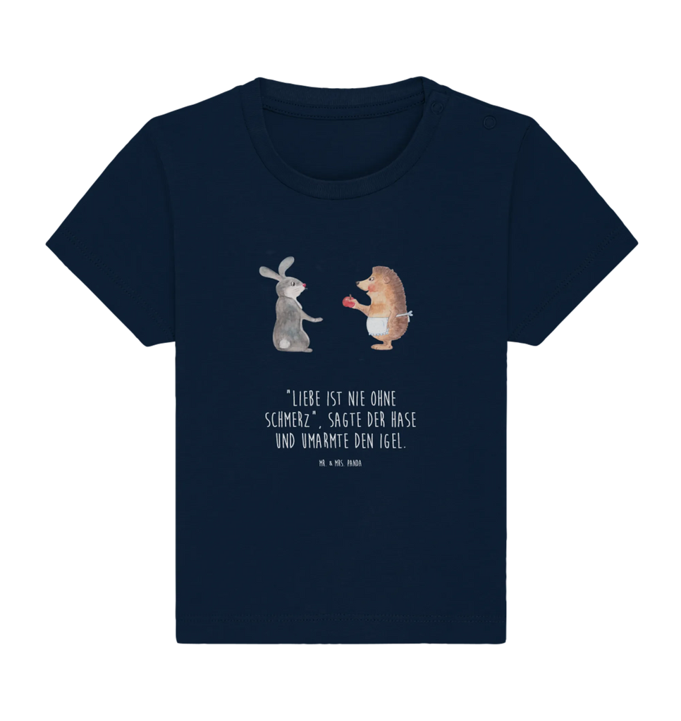 Organic Baby Shirt Hase Igel Baby T-Shirt, Jungen Baby T-Shirt, Mädchen Baby T-Shirt, Shirt, Tiermotive, Gute Laune, lustige Sprüche, Tiere, Igel und Hase, Igel, Hase, Liebe Spruch, Liebeskummer Geschenk, Herzschmerz, Trösten, Trennungsschmerz, Spruch romantisch