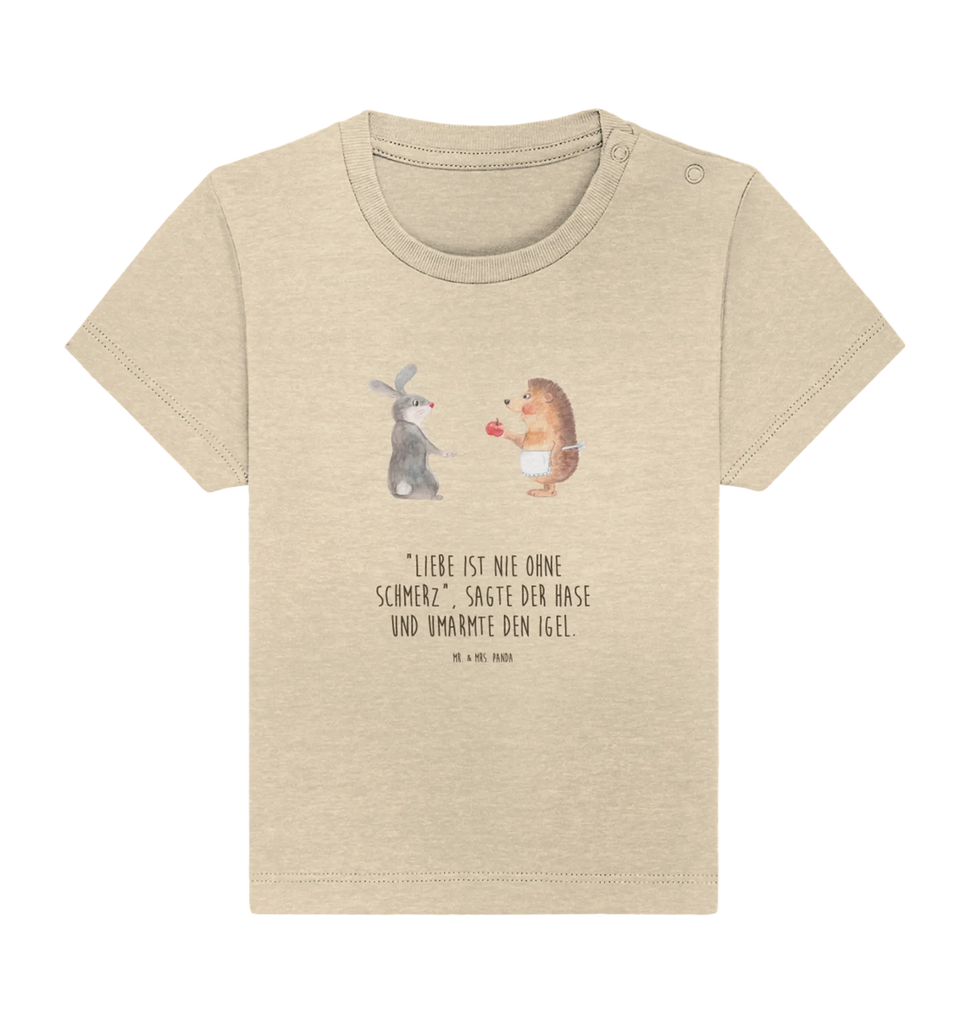 Organic Baby Shirt Hase Igel Baby T-Shirt, Jungen Baby T-Shirt, Mädchen Baby T-Shirt, Shirt, Tiermotive, Gute Laune, lustige Sprüche, Tiere, Igel und Hase, Igel, Hase, Liebe Spruch, Liebeskummer Geschenk, Herzschmerz, Trösten, Trennungsschmerz, Spruch romantisch