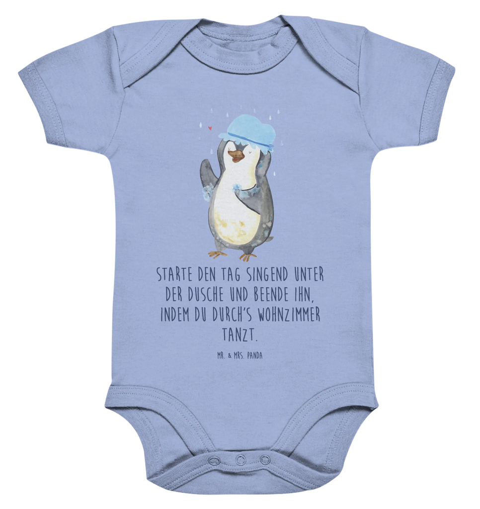 Organic Baby Body Pinguin Duschen Babykleidung, Babystrampler, Strampler, Wickelbody, Baby Erstausstattung, Junge, Mädchen, Pinguin, Pinguine, Dusche, duschen, Lebensmotto, Motivation, Neustart, Neuanfang, glücklich sein