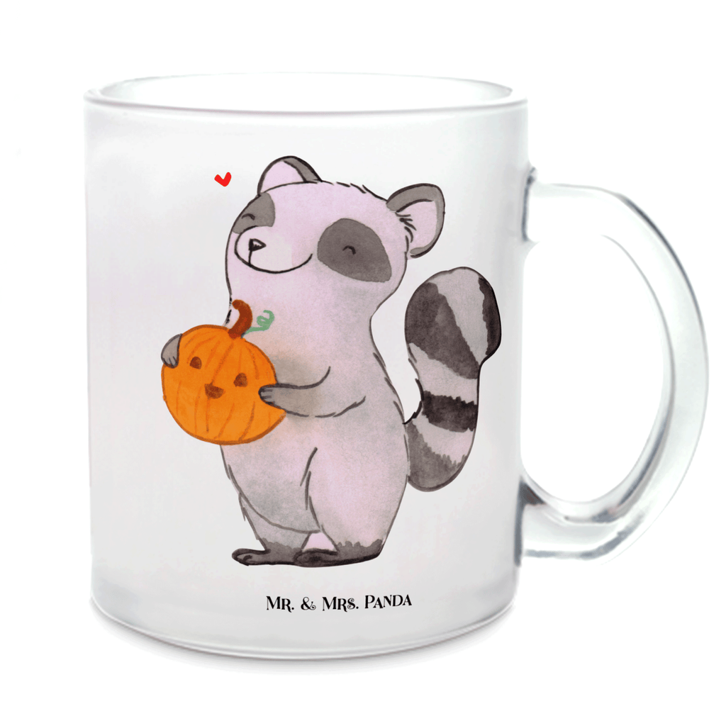 Teetasse Waschbär Kürbis Teetasse, Teeglas, Teebecher, Tasse mit Henkel, Tasse, Glas Teetasse, Teetasse aus Glas, Halloween, Deko, Martinssingen, Dekoration, Geschenke, Schenken, Halloween Deko, Trick or Treat, Süßes sonst gibt's saures, Waschbär, Kürbis