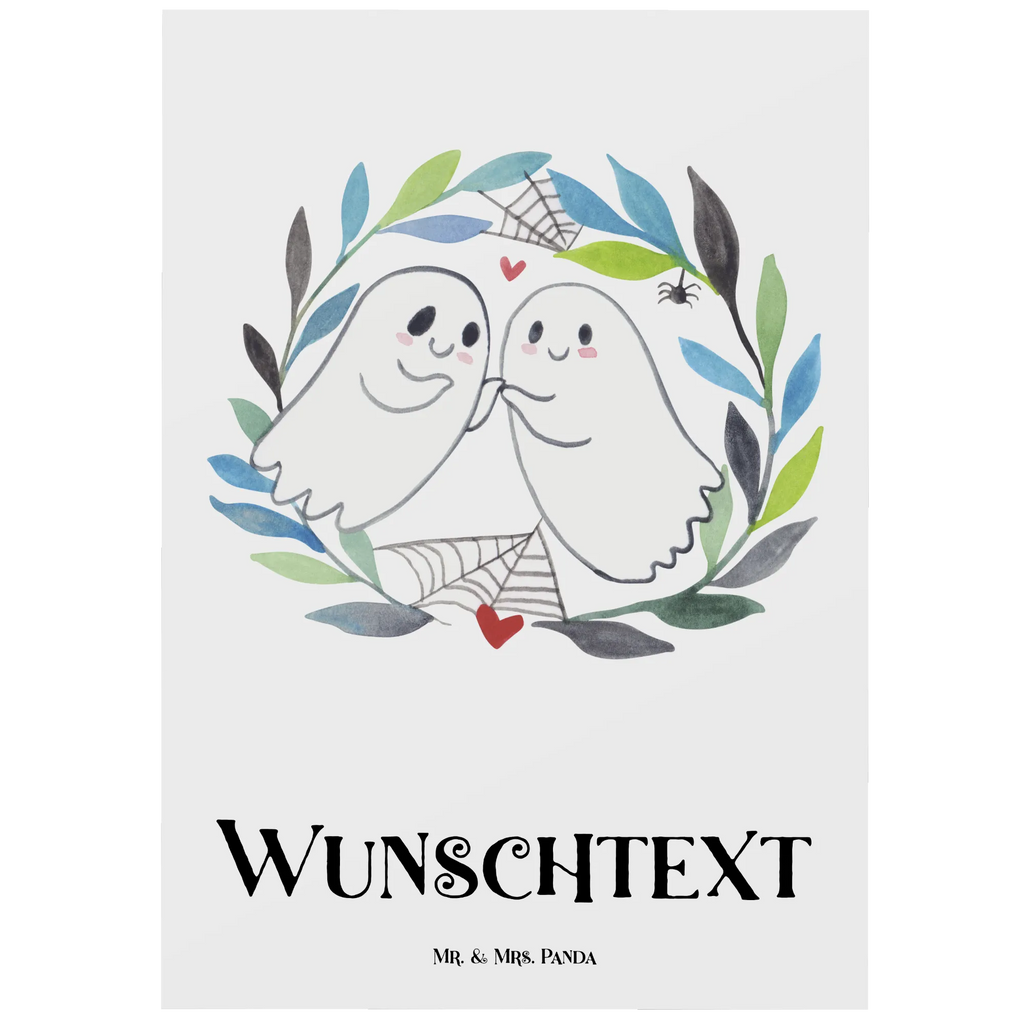 Personalisierte Postkarte Gespenster  Liebe Postkarte mit Namen, Postkarte bedrucken, Postkarte mit Wunschtext, Postkarte personalisierbar, Geschenkkarte mit Namen, Grußkarte mit Namen, Karte mit Namen, Einladung mit Namen, Ansichtskarte mit Namen, Geschenkkarte mit Wunschtext, Grußkarte mit Wunschtext, Karte mit Wunschtext, Einladung mit Wunschtext, Ansichtskarte mit Wunschtext, Halloween, Deko, Martinssingen, Dekoration, Geschenke, Schenken, Gespenst, Paar, Verliebt