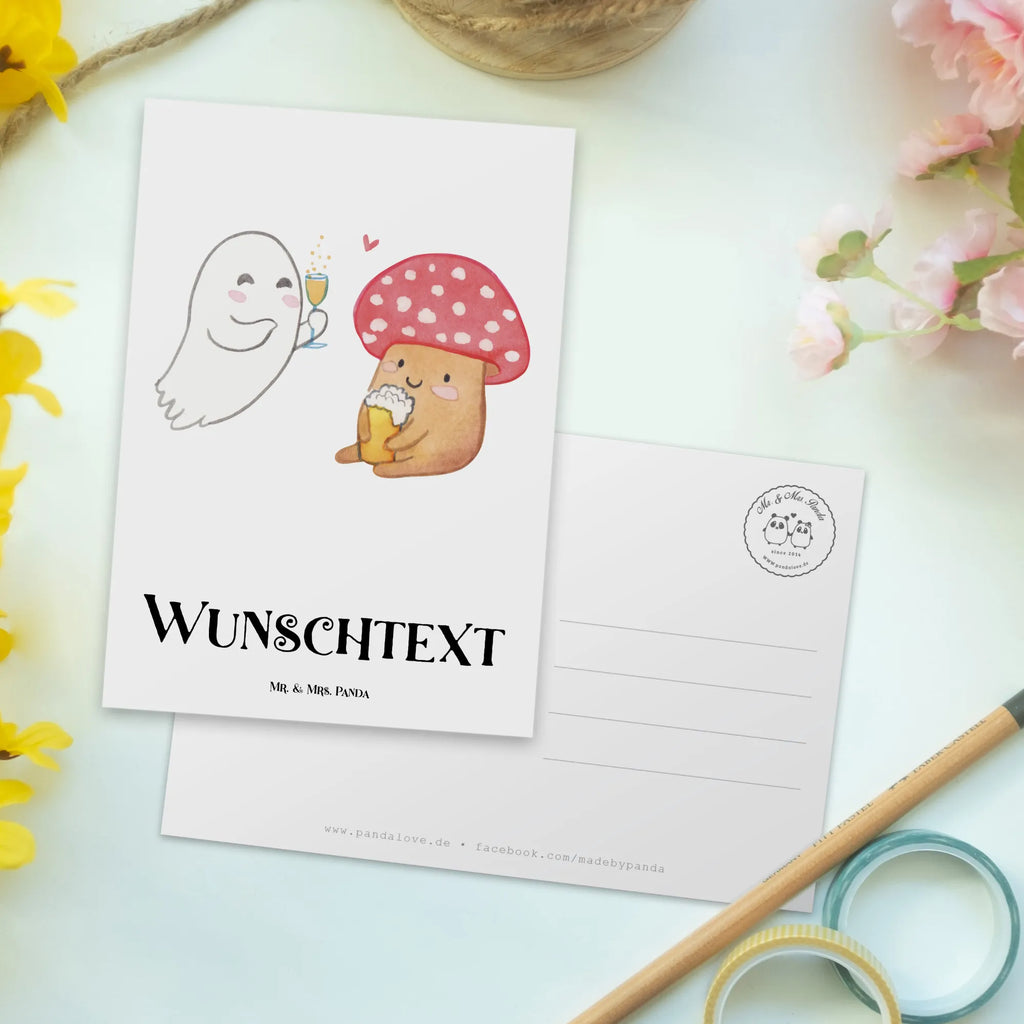 Personalisierte Postkarte Gespenst  Prost Postkarte mit Namen, Postkarte bedrucken, Postkarte mit Wunschtext, Postkarte personalisierbar, Geschenkkarte mit Namen, Grußkarte mit Namen, Karte mit Namen, Einladung mit Namen, Ansichtskarte mit Namen, Geschenkkarte mit Wunschtext, Grußkarte mit Wunschtext, Karte mit Wunschtext, Einladung mit Wunschtext, Ansichtskarte mit Wunschtext, Halloween, Deko, Martinssingen, Dekoration, Geschenke, Schenken, Gespenst, Fliegenpilz, Pils, Sekt, Bier