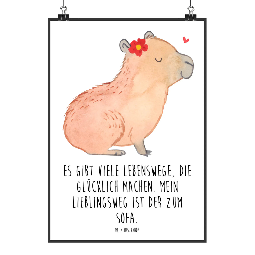 Poster Capybara Blume Poster, Wandposter, Bild, Wanddeko, Küchenposter, Kinderposter, Wanddeko Bild, Raumdekoration, Wanddekoration, Handgemaltes Poster, Mr. & Mrs. Panda Poster, Designposter, Kunstdruck, Posterdruck, Tiermotive, Gute Laune, lustige Sprüche, Tiere, Capybara