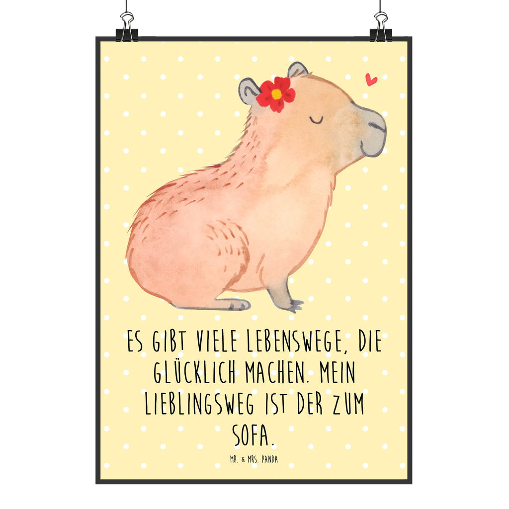 Poster Capybara Blume Poster, Wandposter, Bild, Wanddeko, Küchenposter, Kinderposter, Wanddeko Bild, Raumdekoration, Wanddekoration, Handgemaltes Poster, Mr. & Mrs. Panda Poster, Designposter, Kunstdruck, Posterdruck, Tiermotive, Gute Laune, lustige Sprüche, Tiere, Capybara