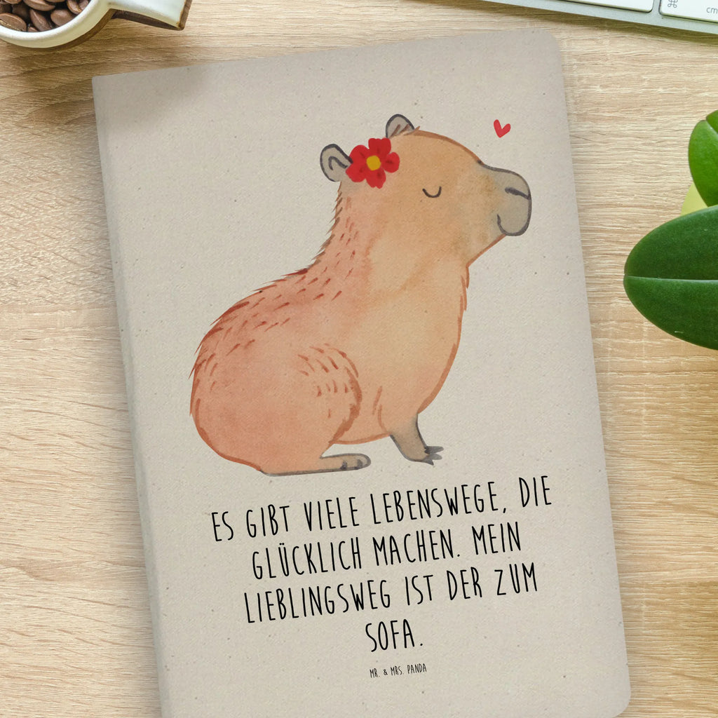 Baumwoll Notizbuch Capybara Blume Notizen, Eintragebuch, Tagebuch, Notizblock, Adressbuch, Journal, Kladde, Skizzenbuch, Notizheft, Schreibbuch, Schreibheft, Tiermotive, Gute Laune, lustige Sprüche, Tiere, Capybara