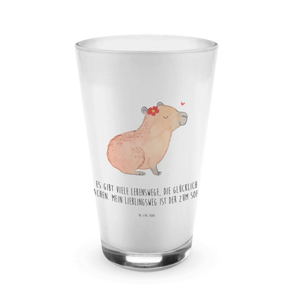 Glas Capybara Blume Cappuccino Glas, Glas, Cappuccino Tasse, Latte Macchiato, Tiermotive, Gute Laune, lustige Sprüche, Tiere, Capybara