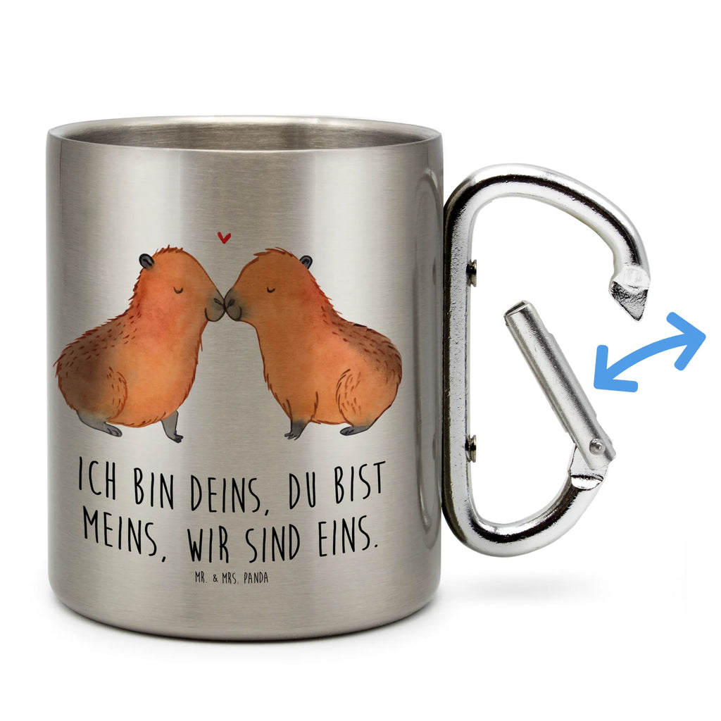 Edelstahlbecher Capybara Liebe Edelstahltasse, Karabiner, Edelstahlbecher, Outdoor, Camping, Tasse, Becher, Tiermotive, Gute Laune, lustige Sprüche, Tiere, Capybara, Liebe, verliebt, Paar, Jahrestag, Kuschel Capybaras, Tierliebe, Romantisches Geschenk, Handgezeichnet, Verschmolzen, Geschenkidee, Beziehung, Partnertiere, Ich bin deins, Du bist meins, Liebesspruch, Herzlich, Valentinstag, Ehejubiläum, Liebesbeweis