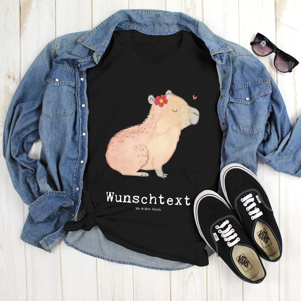 Personalisiertes T-Shirt Capybara Blume T-Shirt Personalisiert, T-Shirt mit Namen, T-Shirt mit Aufruck, Männer, Frauen, Tiermotive, Gute Laune, lustige Sprüche, Tiere, Capybara