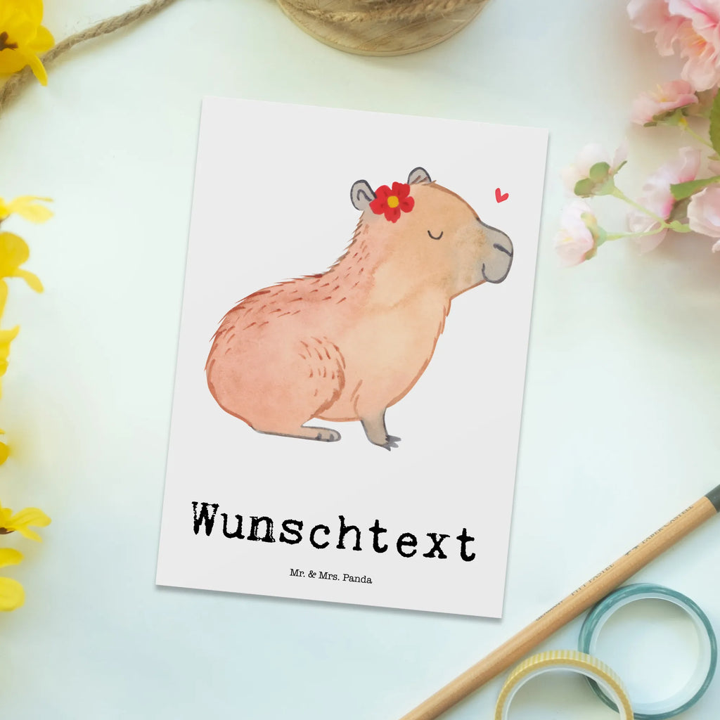 Personalisierte Postkarte Capybara Blume Postkarte mit Namen, Postkarte bedrucken, Postkarte mit Wunschtext, Postkarte personalisierbar, Geschenkkarte mit Namen, Grußkarte mit Namen, Karte mit Namen, Einladung mit Namen, Ansichtskarte mit Namen, Geschenkkarte mit Wunschtext, Grußkarte mit Wunschtext, Karte mit Wunschtext, Einladung mit Wunschtext, Ansichtskarte mit Wunschtext, Tiermotive, Gute Laune, lustige Sprüche, Tiere, Capybara