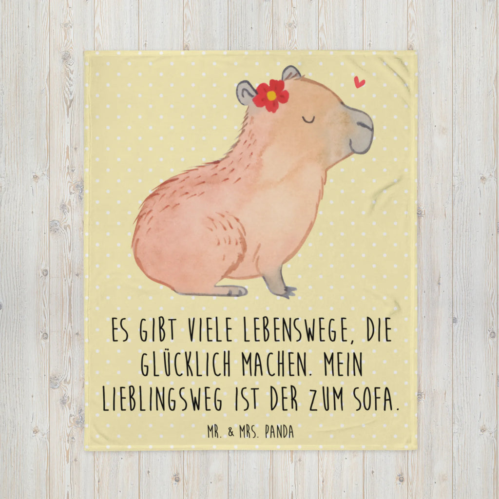 Kuscheldecke Capybara Blume Decke, Wohndecke, Tagesdecke, Wolldecke, Sofadecke, Tiermotive, Gute Laune, lustige Sprüche, Tiere, Capybara