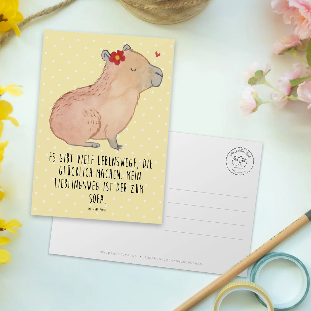 Postkarte Capybara Blume Postkarte, Karte, Geschenkkarte, Grußkarte, Einladung, Ansichtskarte, Geburtstagskarte, Einladungskarte, Dankeskarte, Ansichtskarten, Einladung Geburtstag, Einladungskarten Geburtstag, Tiermotive, Gute Laune, lustige Sprüche, Tiere, Capybara