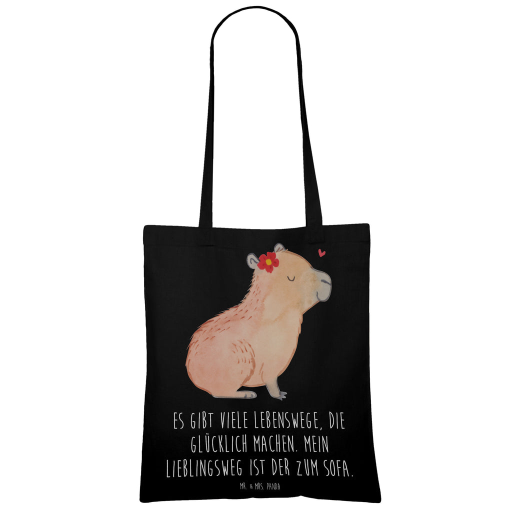 Tragetasche Capybara Blume Beuteltasche, Beutel, Einkaufstasche, Jutebeutel, Stoffbeutel, Tasche, Shopper, Umhängetasche, Strandtasche, Schultertasche, Stofftasche, Tragetasche, Badetasche, Jutetasche, Einkaufstüte, Laptoptasche, Tiermotive, Gute Laune, lustige Sprüche, Tiere, Capybara