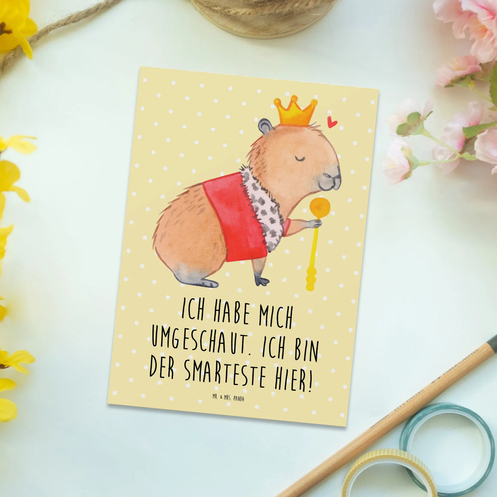 Postkarte Capybara König Postkarte, Karte, Geschenkkarte, Grußkarte, Einladung, Ansichtskarte, Geburtstagskarte, Einladungskarte, Dankeskarte, Ansichtskarten, Einladung Geburtstag, Einladungskarten Geburtstag, Tiermotive, Gute Laune, lustige Sprüche, Tiere, Capybara, König