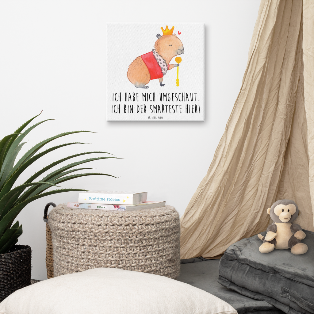 Leinwand Bild Capybara König Leinwand, Bild, Kunstdruck, Wanddeko, Dekoration, Tiermotive, Gute Laune, lustige Sprüche, Tiere, Capybara, König