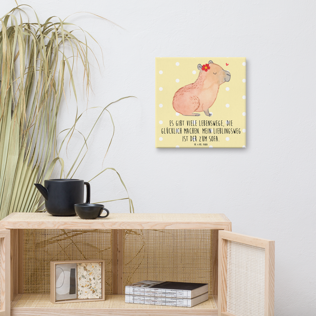 Leinwand Bild Capybara Blume Leinwand, Bild, Kunstdruck, Wanddeko, Dekoration, Tiermotive, Gute Laune, lustige Sprüche, Tiere, Capybara