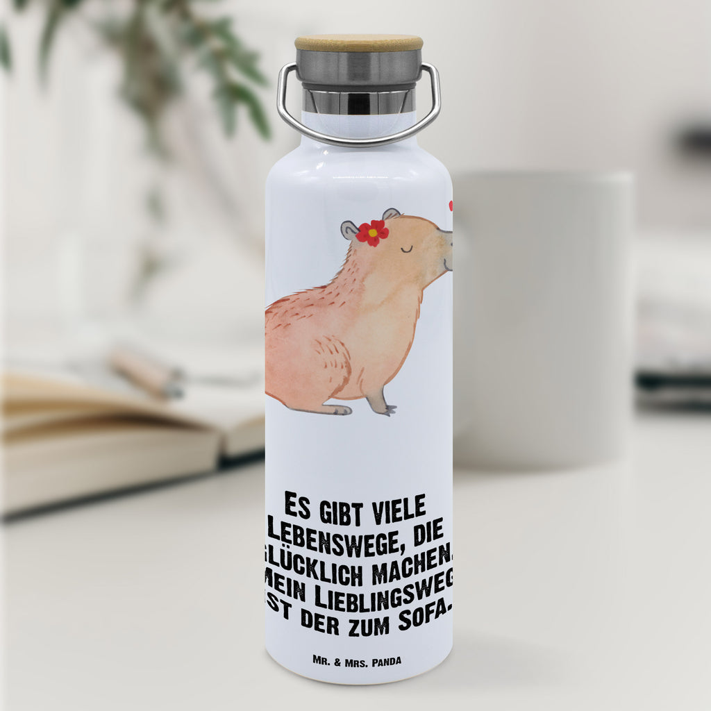 Trinkflasche Capybara Blume Thermosflasche, Isolierflasche, Edelstahl, Trinkflasche, isoliert, Wamrhaltefunktion, Sportflasche, Flasche zum Sport, Sportlerflasche, Tiermotive, Gute Laune, lustige Sprüche, Tiere, Capybara