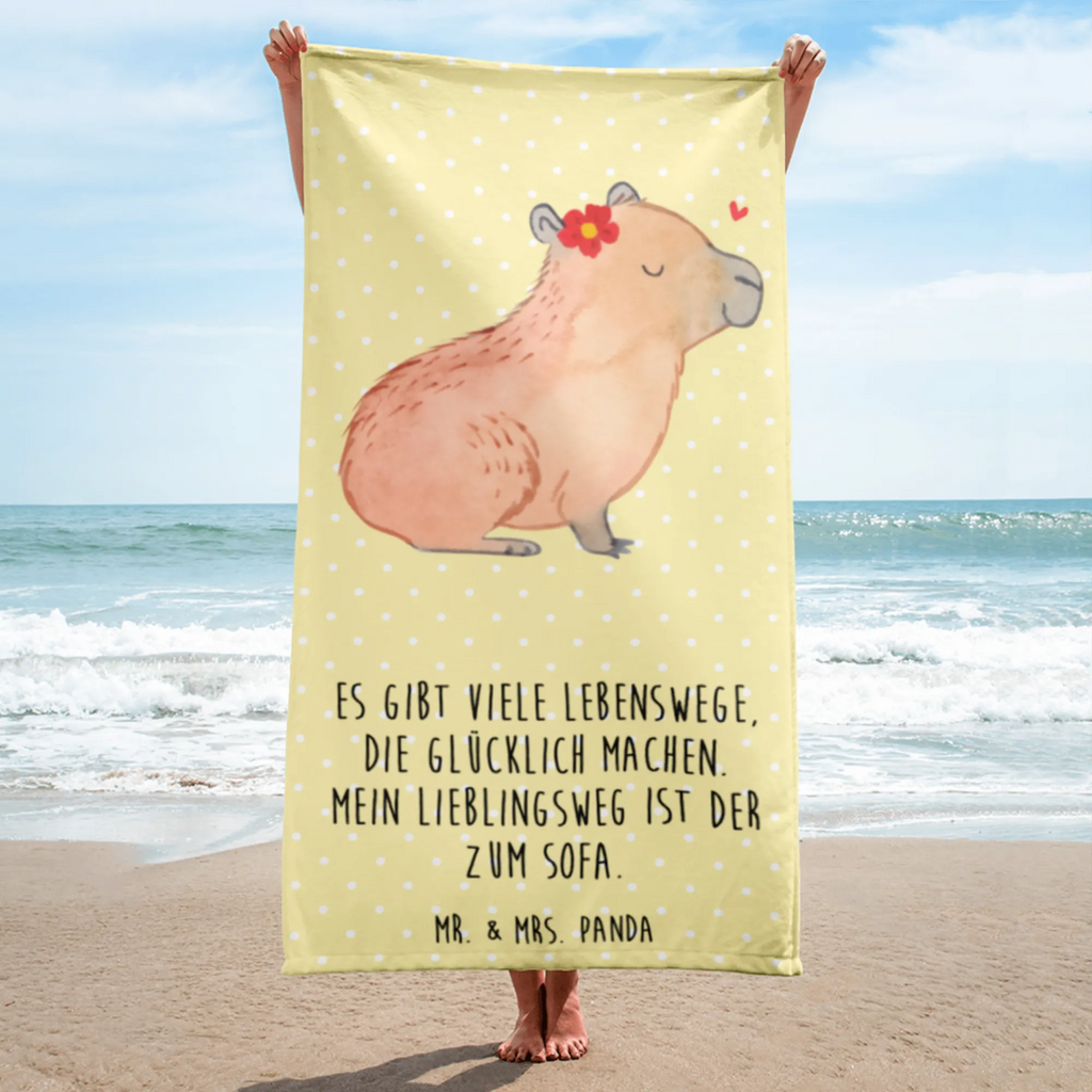 XL Badehandtuch Capybara Blume Handtuch, Badetuch, Duschtuch, Strandtuch, Saunatuch, Tiermotive, Gute Laune, lustige Sprüche, Tiere, Capybara