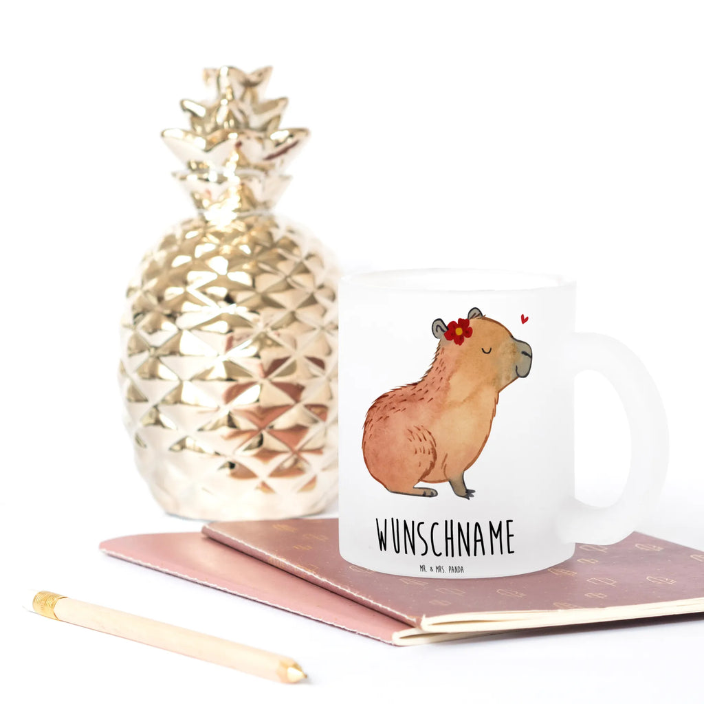 Personalisierte Teetasse Capybara Blume Personalisierte Teetasse, Personalisiertes Teeglas, Personalisierter Teebecher, Personalisierte Glas Teetasse, Personalisierte Teetasse aus Glas, Teetasse mit Namen, Teeglas mit Namen, Teebecher mit Namen, Glas Teetasse mit Namen, Teetasse aus Glas mit Namen, Teetasse Wunschname, Teetasse selbst gestalten., Tiermotive, Gute Laune, lustige Sprüche, Tiere, Capybara