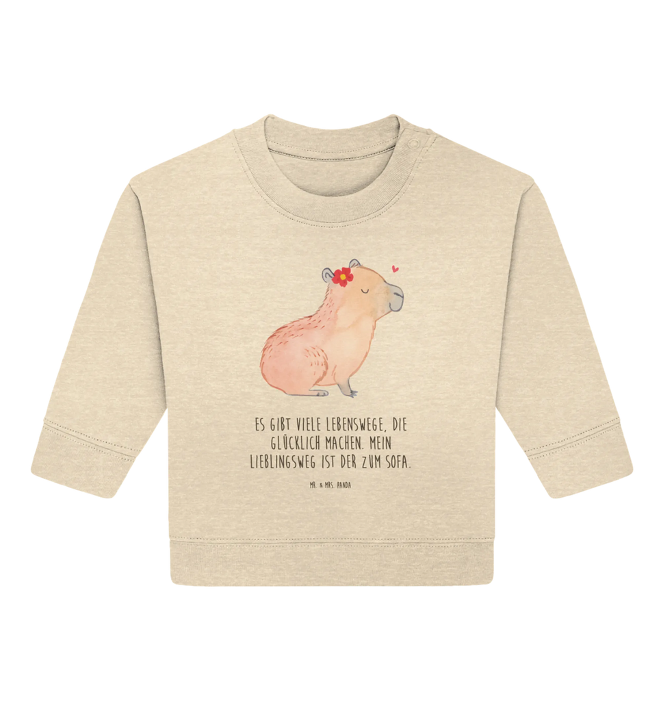 Organic Baby Pullover Capybara Blume Baby Bullover, Baby Sweatshirt, Tiermotive, Gute Laune, lustige Sprüche, Tiere, Capybara