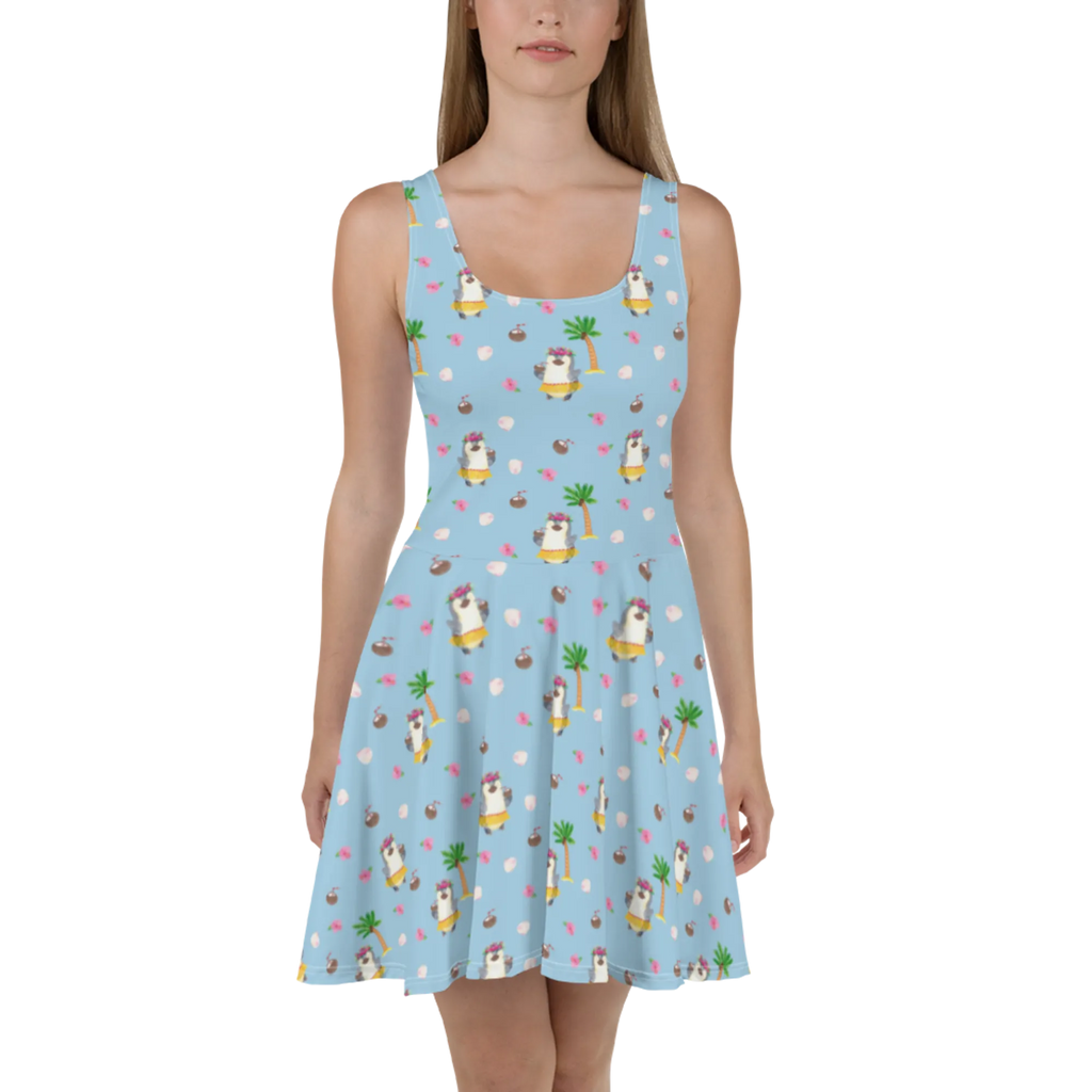 Sommerkleid Pinguin Kokosnuss Muster Sommerkleid, Kleid, Skaterkleid, Pinguin, Aloha, Hawaii, Urlaub, Kokosnuss, Pinguine