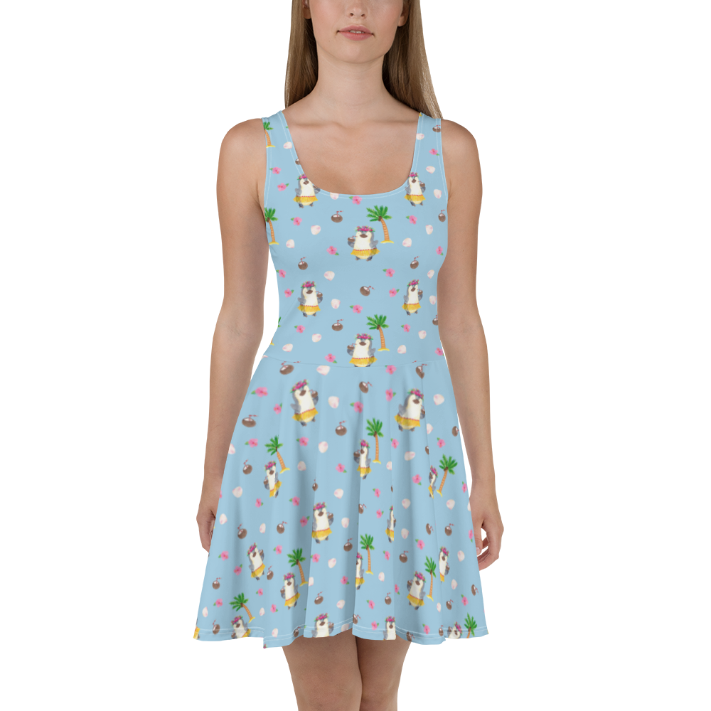 Sommerkleid Pinguin Kokosnuss Muster Sommerkleid, Kleid, Skaterkleid, Pinguin, Aloha, Hawaii, Urlaub, Kokosnuss, Pinguine