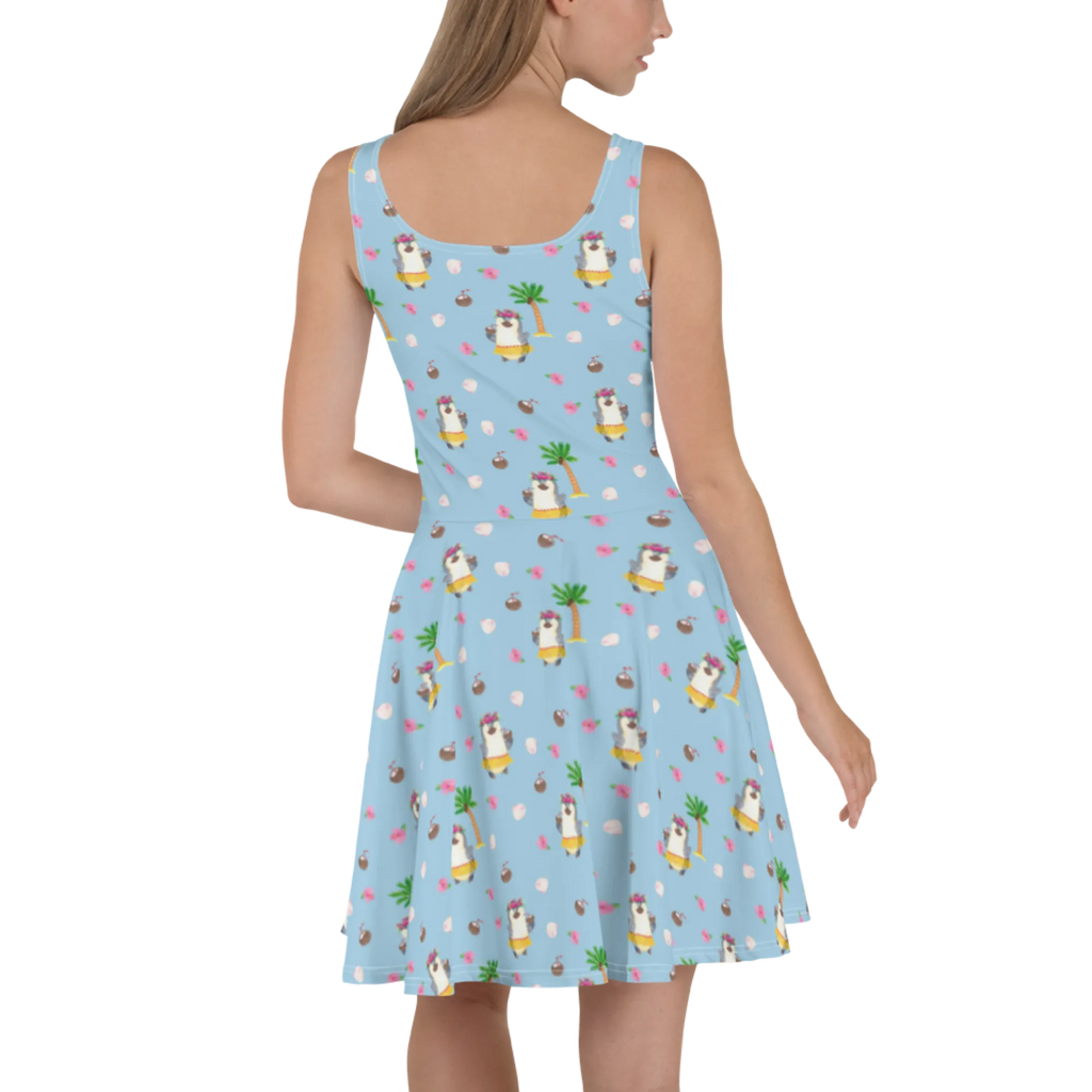 Sommerkleid Pinguin Kokosnuss Muster Sommerkleid, Kleid, Skaterkleid, Pinguin, Aloha, Hawaii, Urlaub, Kokosnuss, Pinguine