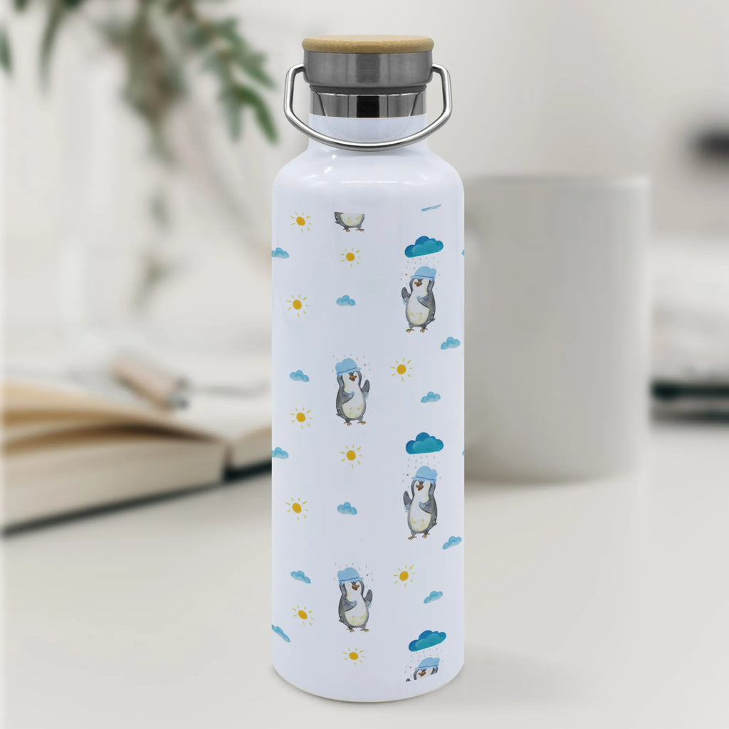 Trinkflasche Pinguin Duschen Muster Thermosflasche, Isolierflasche, Edelstahl, Trinkflasche, isoliert, Wamrhaltefunktion, Sportflasche, Flasche zum Sport, Sportlerflasche, Pinguin, Pinguine, Dusche, duschen, Lebensmotto, Motivation, Neustart, Neuanfang, glücklich sein