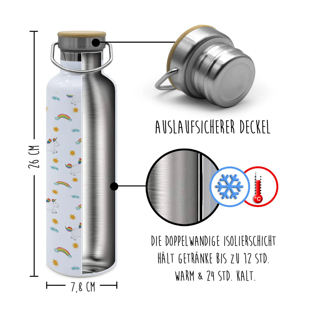 Trinkflasche Einhorn Happy Muster Thermosflasche, Isolierflasche, Edelstahl, Trinkflasche, isoliert, Wamrhaltefunktion, Sportflasche, Flasche zum Sport, Sportlerflasche, Einhorn, Einhörner, Einhorn Deko, Pegasus, Unicorn, glücklich, fröhlich, Spaß, Freude, Lebensfreude, witzig, spannend, Lächeln, Lachen