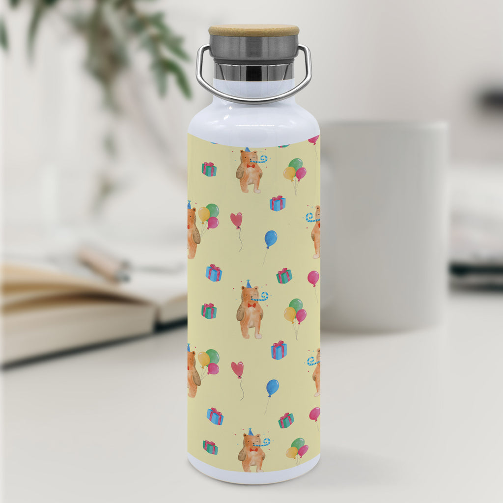 Trinkflasche Bär Geburtstag Muster Thermosflasche, Isolierflasche, Edelstahl, Trinkflasche, isoliert, Wamrhaltefunktion, Sportflasche, Flasche zum Sport, Sportlerflasche, Bär, Teddy, Teddybär, Happy Birthday, Alles Gute, Glückwunsch, Geburtstag