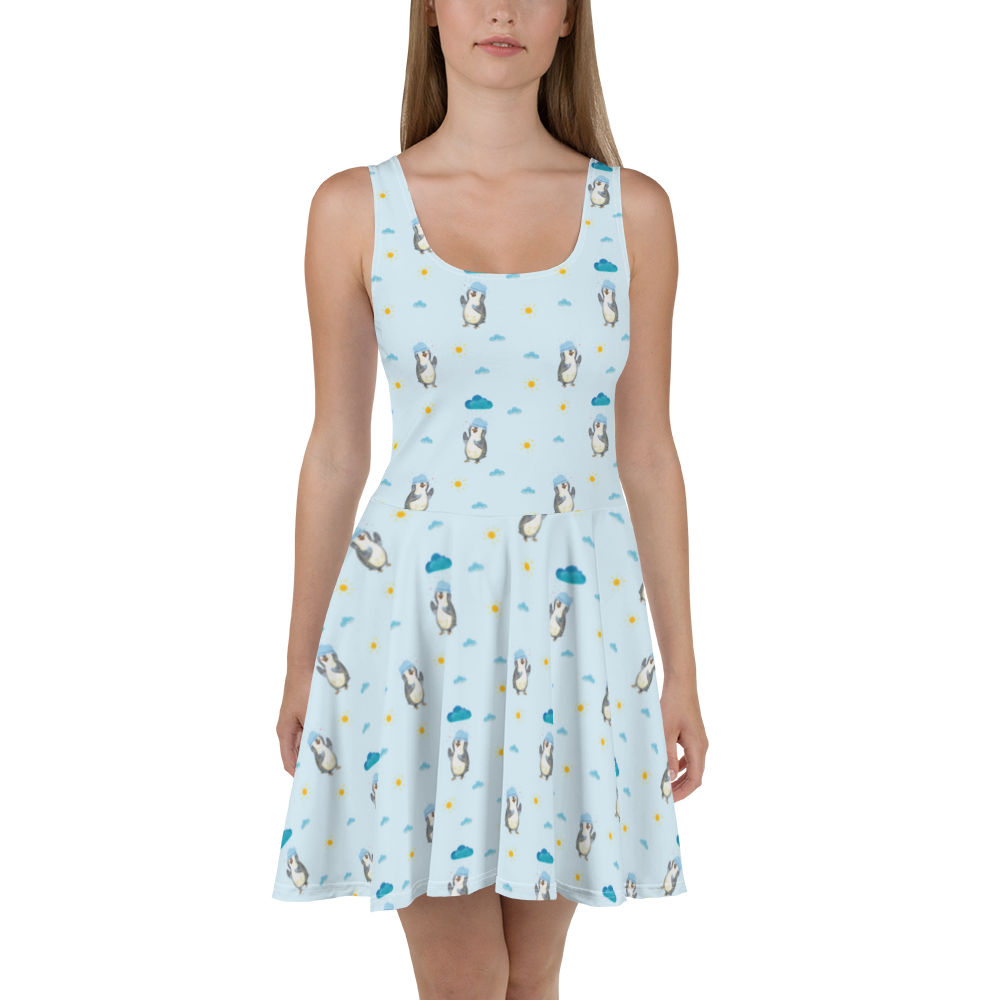 Sommerkleid Pinguin Duschen Muster Sommerkleid, Kleid, Skaterkleid, Pinguin, Pinguine, Dusche, duschen, Lebensmotto, Motivation, Neustart, Neuanfang, glücklich sein