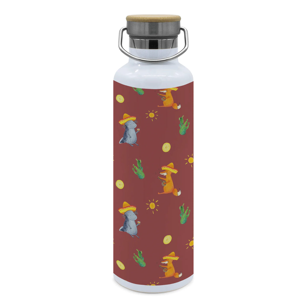 Trinkflasche Axolotl Tequila Muster Thermosflasche, Isolierflasche, Edelstahl, Trinkflasche, isoliert, Wamrhaltefunktion, Sportflasche, Flasche zum Sport, Sportlerflasche, Axolotl, Molch, Mexico, Mexiko, Sombrero, Zitrone, Tequila, Motivation, Spruch, Schwanzlurch, Lurch, Lurche, Axolot, Feuerdrache, Feuersalamander