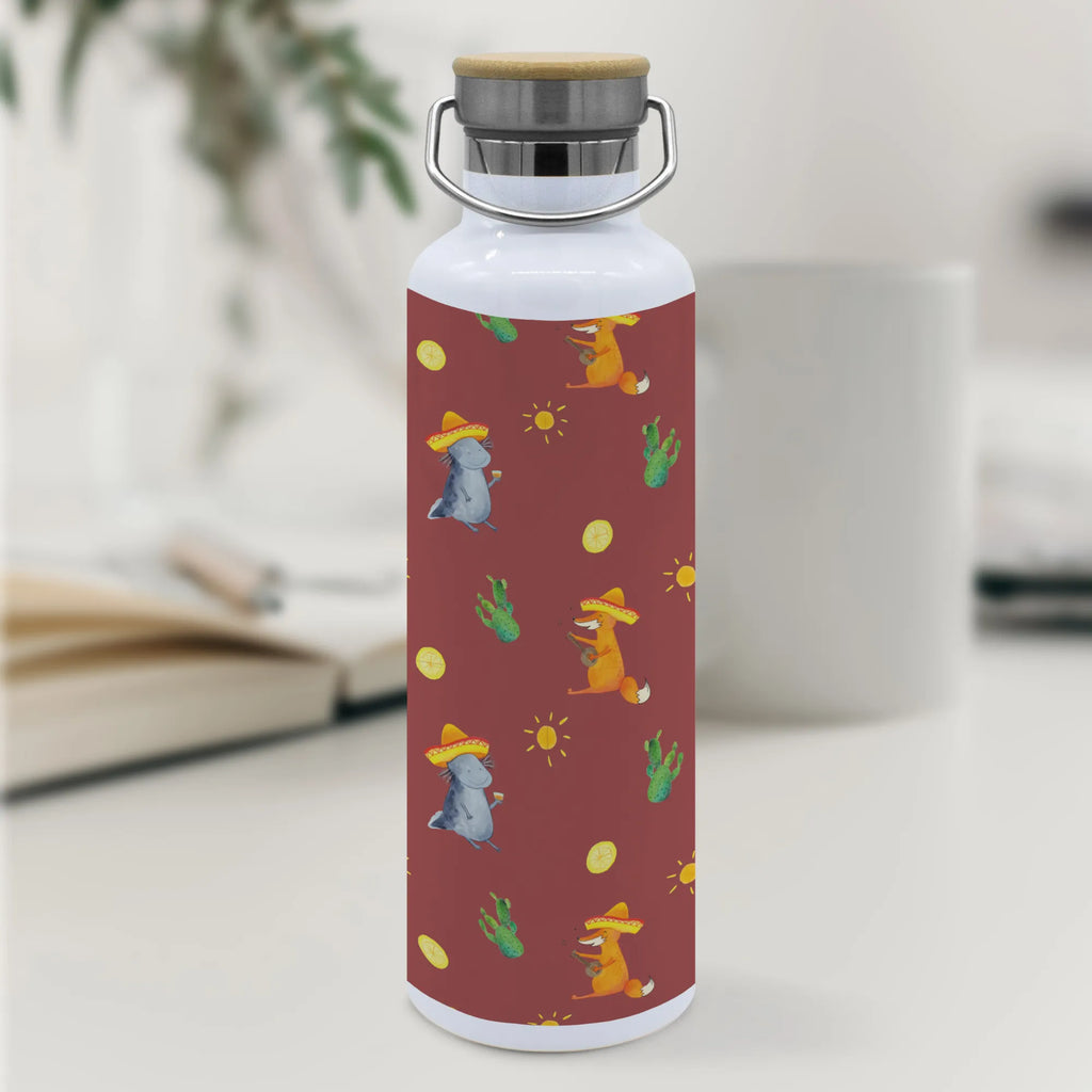 Trinkflasche Axolotl Tequila Muster Thermosflasche, Isolierflasche, Edelstahl, Trinkflasche, isoliert, Wamrhaltefunktion, Sportflasche, Flasche zum Sport, Sportlerflasche, Axolotl, Molch, Mexico, Mexiko, Sombrero, Zitrone, Tequila, Motivation, Spruch, Schwanzlurch, Lurch, Lurche, Axolot, Feuerdrache, Feuersalamander