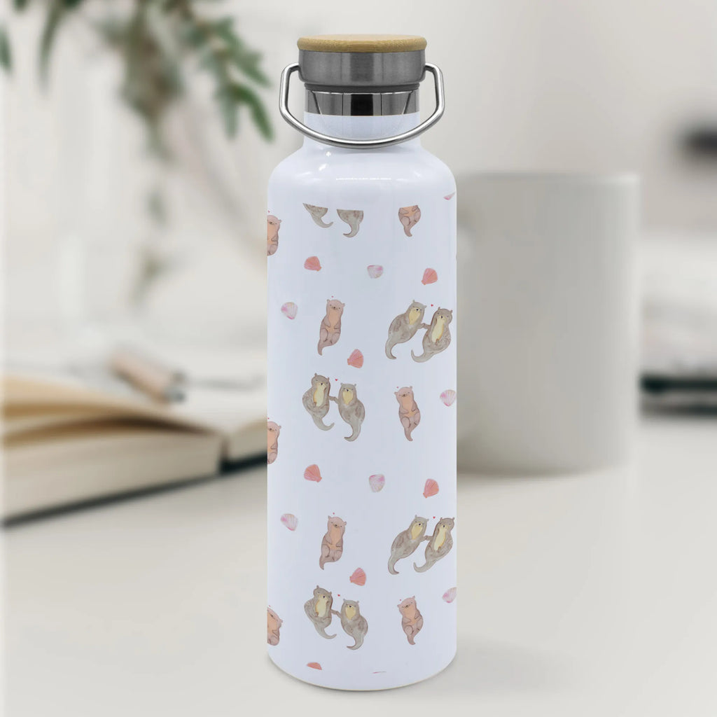 Trinkflasche Otter Hände halten Muster Thermosflasche, Isolierflasche, Edelstahl, Trinkflasche, isoliert, Wamrhaltefunktion, Sportflasche, Flasche zum Sport, Sportlerflasche, Otter, Fischotter, Seeotter, Otter Seeotter See Otter