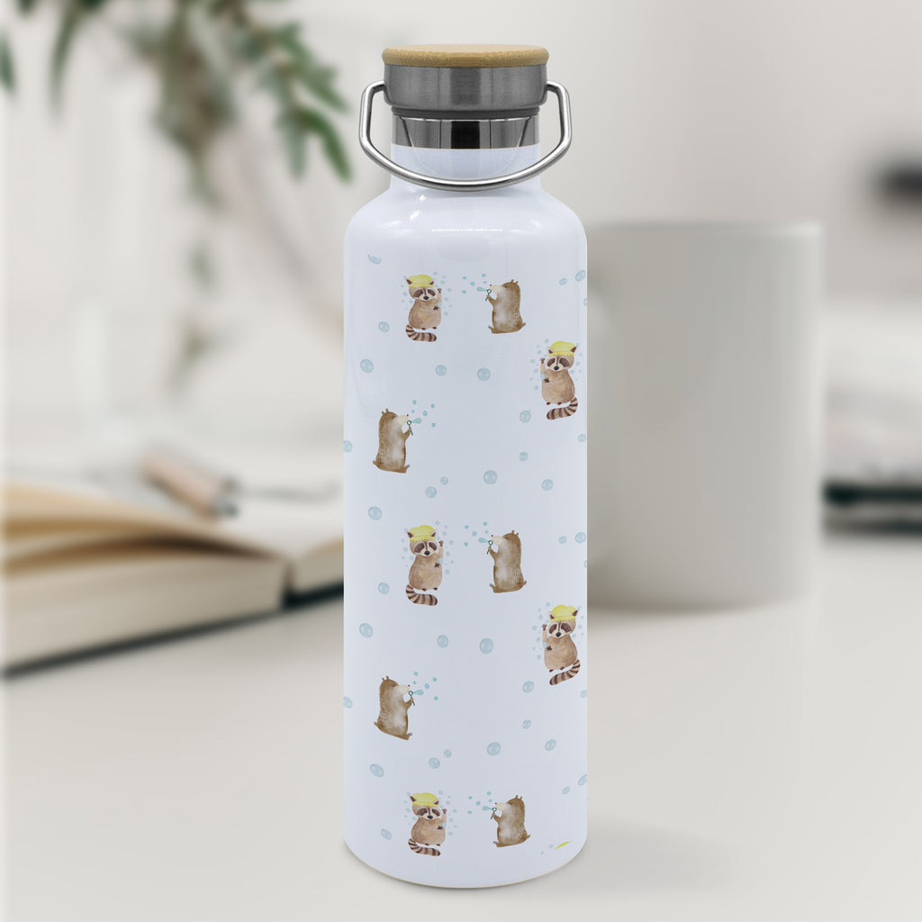 Trinkflasche Waschbär Muster Thermosflasche, Isolierflasche, Edelstahl, Trinkflasche, isoliert, Wamrhaltefunktion, Sportflasche, Flasche zum Sport, Sportlerflasche, Tiermotive, Gute Laune, lustige Sprüche, Tiere, Waschbär, Tagträumen, Plan, Fröhlich, waschen, Seifenblasen