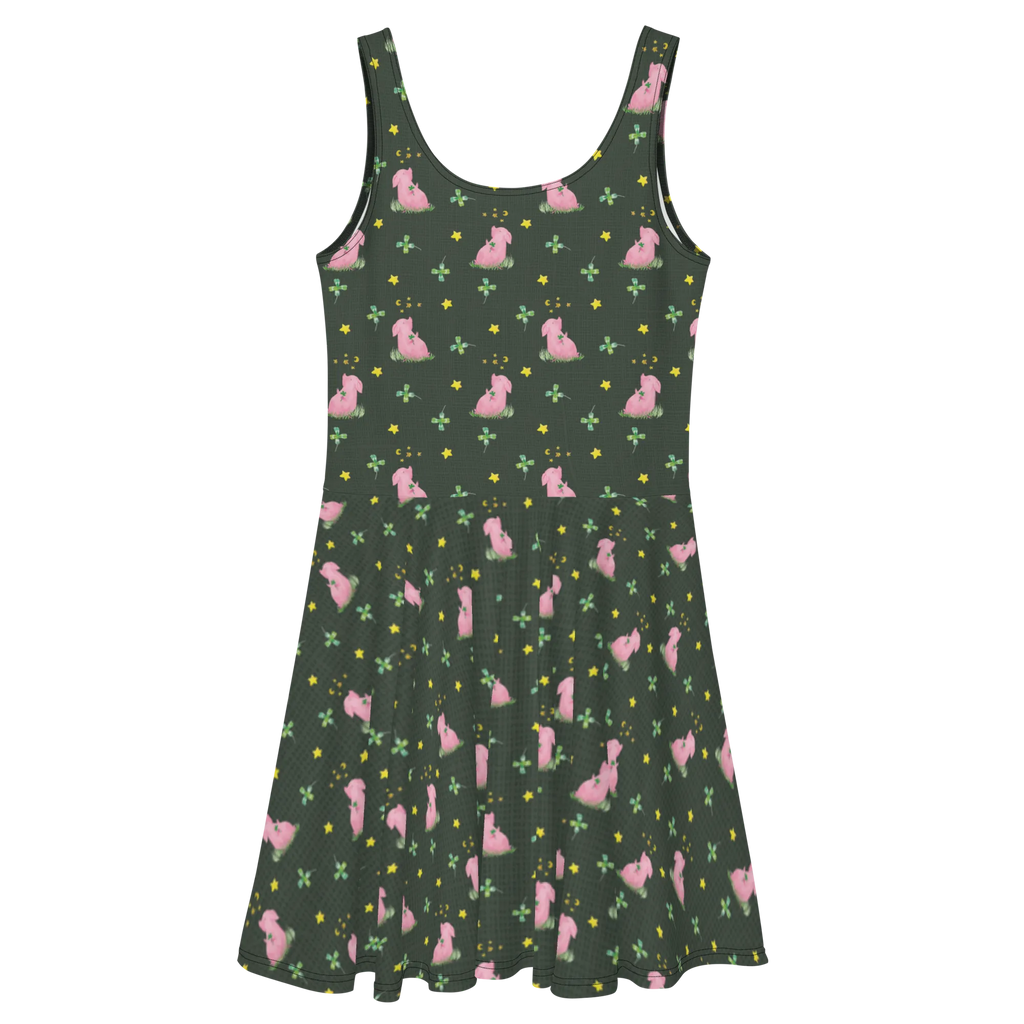 Sommerkleid Schwein Glück Muster Sommerkleid, Kleid, Skaterkleid, Tiermotive, Gute Laune, lustige Sprüche, Tiere, Glücksschwein. Glück, Schwein, Schweinchen, Sterne, Sernchen, Ziele, Träume, Motivation, Glücksbringer