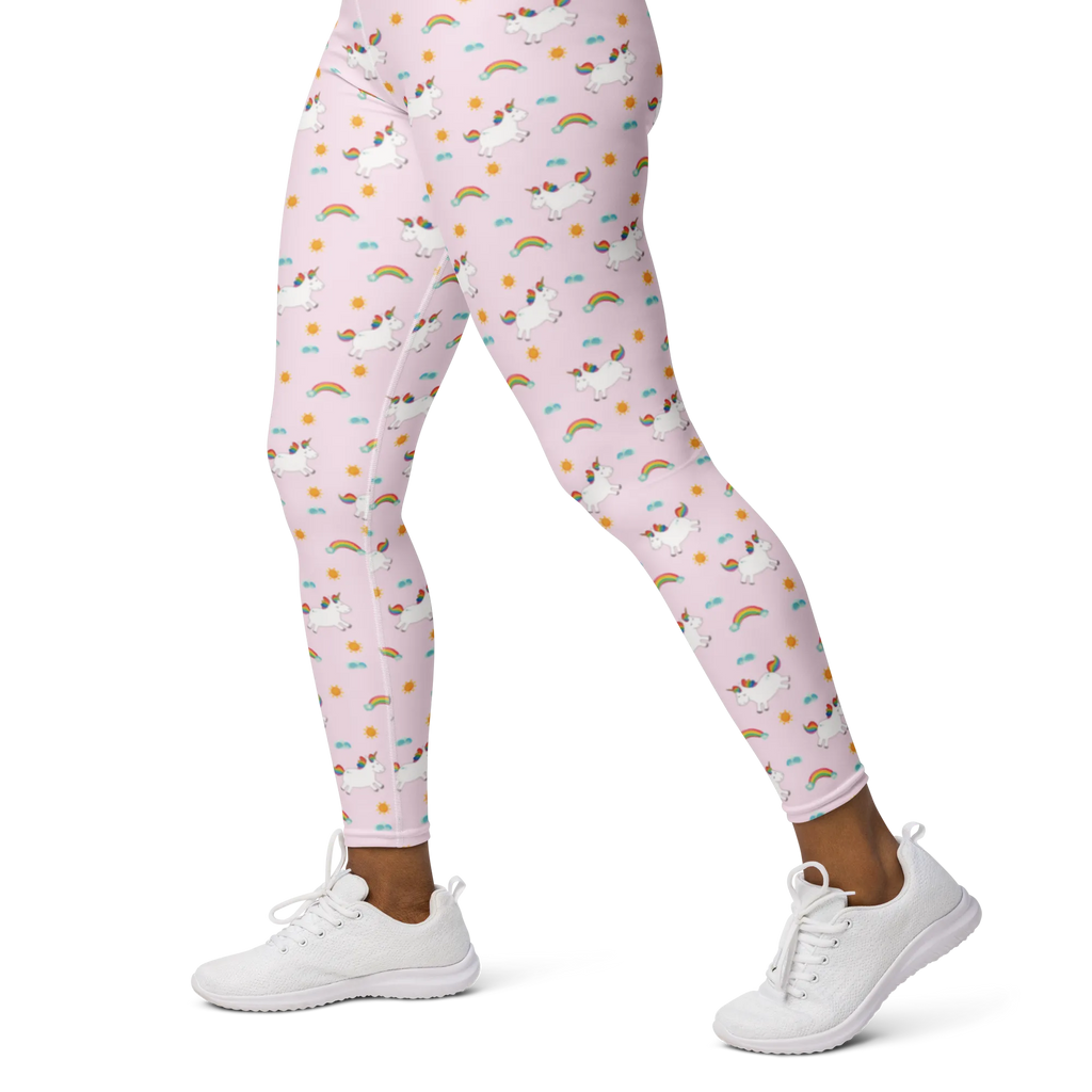 Yogahose Einhorn Happy Muster Yogapants, Yogaleggings, Yogaleggins, Yogahose Damen, Yogahose, Frauen, Yogahose Mädchen, Yogahose Kinder, Yogahose Herren, Yogahose Männer, Einhorn, Einhörner, Einhorn Deko, Pegasus, Unicorn, glücklich, fröhlich, Spaß, Freude, Lebensfreude, witzig, spannend, Lächeln, Lachen