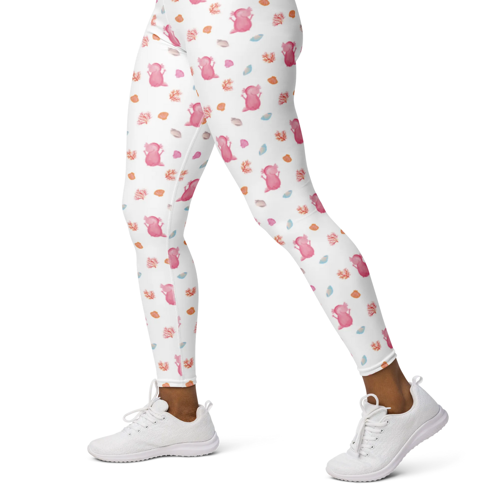 Yogahose Axolotl Hurra Muster Yogapants, Yogaleggings, Yogaleggins, Yogahose Damen, Yogahose, Frauen, Yogahose Mädchen, Yogahose Kinder, Yogahose Herren, Yogahose Männer, Axolotl, Molch, Axolot, Schwanzlurch, Lurch, Lurche, fröhlich, Spaß, Freude, Motivation, Zufriedenheit