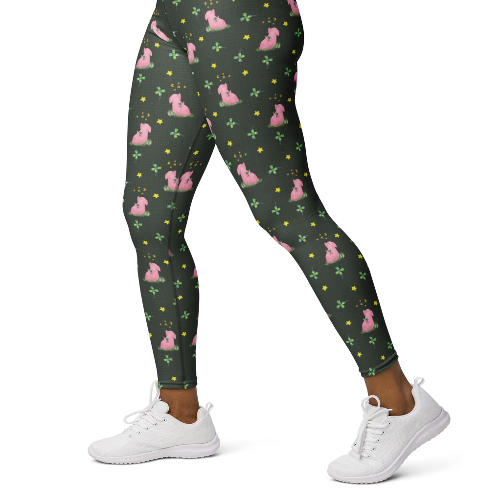 Yogahose Schwein Glück Muster Yogapants, Yogaleggings, Yogaleggins, Yogahose Damen, Yogahose, Frauen, Yogahose Mädchen, Yogahose Kinder, Yogahose Herren, Yogahose Männer, Tiermotive, Gute Laune, lustige Sprüche, Tiere, Glücksschwein. Glück, Schwein, Schweinchen, Sterne, Sernchen, Ziele, Träume, Motivation, Glücksbringer