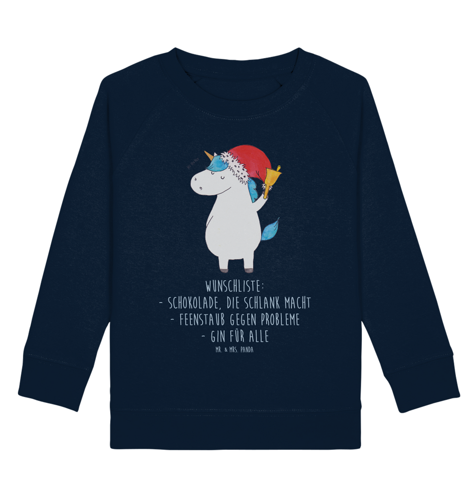 Organic Kinder Pullover Einhorn Weihnachtsmann Kinder Pullover, Kinder Sweatshirt, Jungen, Mädchen, Einhorn, Einhörner, Einhorn Deko, Pegasus, Unicorn, Gin, Schokolade, Schoki, Weihnachten, Weihnachtsmann, Nikolaus, Wunschzettel, Wunschliste, Feenstaub