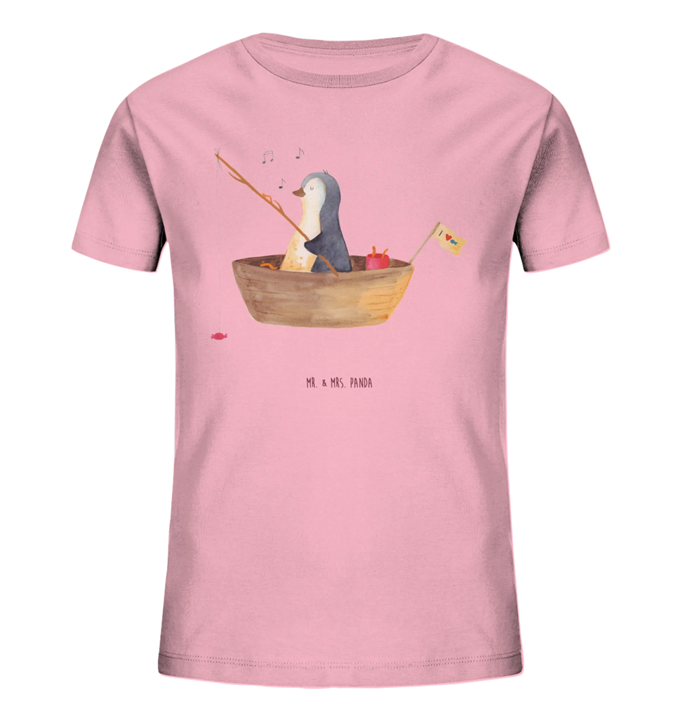 Organic Kinder T-Shirt Pinguin Angelboot Kinder T-Shirt, Kinder T-Shirt Mädchen, Kinder T-Shirt Jungen, Pinguin, Pinguine, Angeln, Boot, Angelboot, Lebenslust, Leben, genießen, Motivation, Neustart, Neuanfang, Trennung, Scheidung, Geschenkidee Liebeskummer