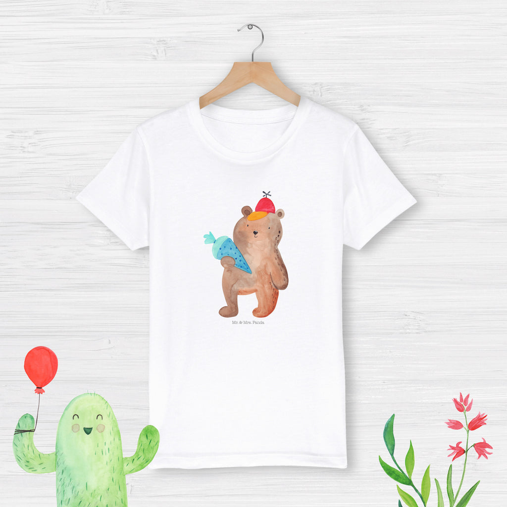 Organic Kinder T-Shirt Bär Schultüte Kinder T-Shirt, Kinder T-Shirt Mädchen, Kinder T-Shirt Jungen, Bär, Teddy, Teddybär, Bär Motiv, Schultüte, Erster Schultag Geschenk, Einschulung Geschenk, Schule Geschenk, Grundschule, Schulanfang, Schulbeginn