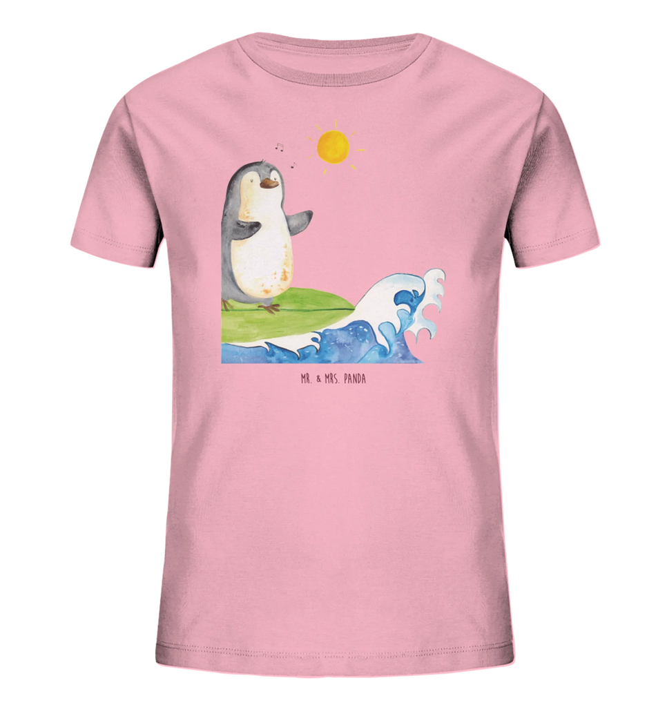 Organic Kinder T-Shirt Pinguin Surfer Kinder T-Shirt, Kinder T-Shirt Mädchen, Kinder T-Shirt Jungen, Pinguin, Pinguine, surfen, Surfer, Hawaii, Urlaub, Wellen, Wellen reiten, Portugal