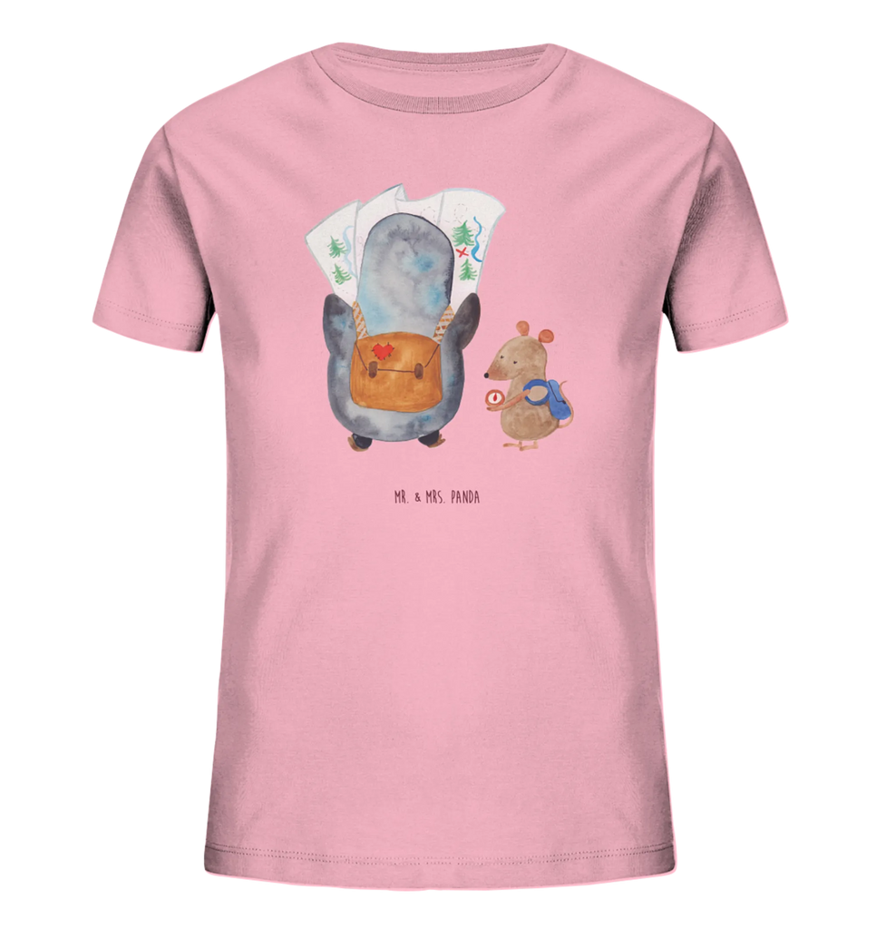 Organic Kinder T-Shirt Pinguin & Maus Wanderer Kinder T-Shirt, Kinder T-Shirt Mädchen, Kinder T-Shirt Jungen, Pinguin, Pinguine, Abenteurer, Abenteuer, Roadtrip, Ausflug, Wanderlust, wandern