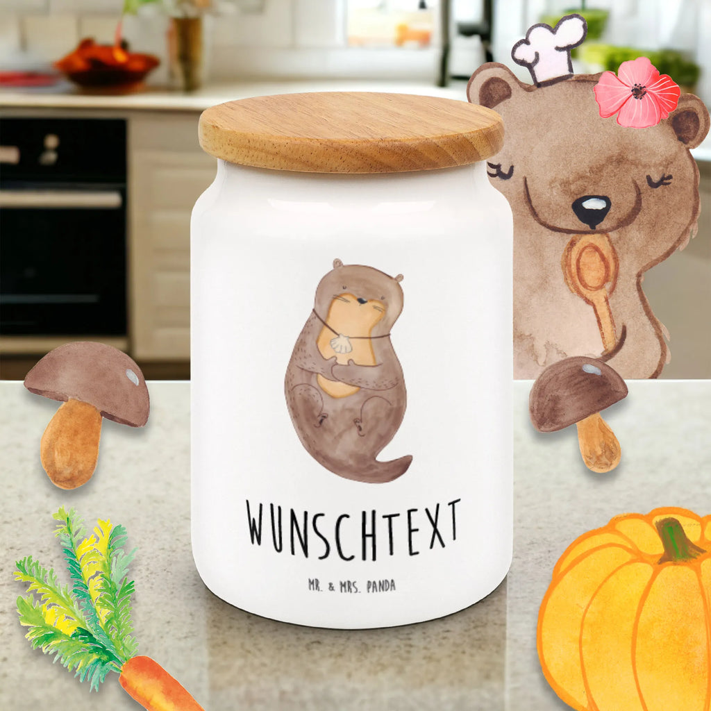 Personalisierte Vorratsdose Otter mit Muschelmedaillon Personalisierte Vorratsdose, Personalisierte Keksdose, Personalisierte Keramikdose, Personalisierte Leckerlidose, Personalisierte Dose, Personalisierter Vorratsbehälter, Personalisierte Aufbewahrungsdose, Otter, Fischotter, Seeotter, Otterliebe, grübeln, träumen, Motivation, Tagträumen, Büro