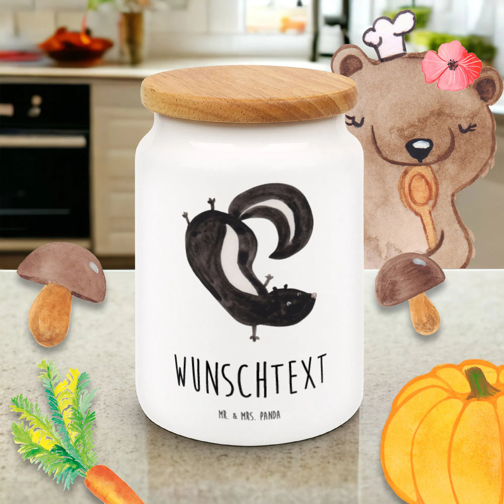 Personalisierte Vorratsdose Stinktier Handstand Personalisierte Vorratsdose, Personalisierte Keksdose, Personalisierte Keramikdose, Personalisierte Leckerlidose, Personalisierte Dose, Personalisierter Vorratsbehälter, Personalisierte Aufbewahrungsdose, Stinktier, Skunk, Wildtier, Raubtier, Stinker, Stinki, Spielplatz, verpielt, Kind