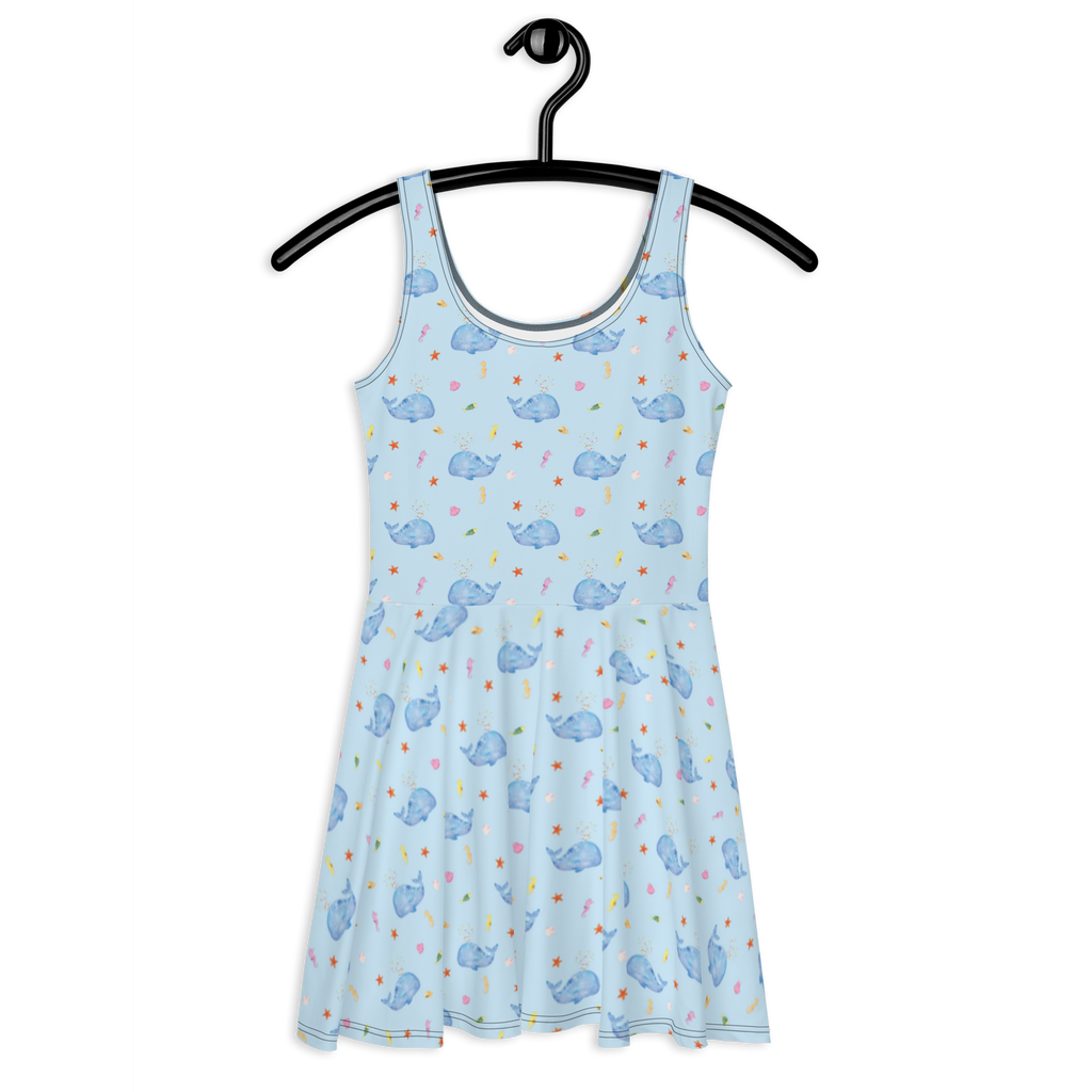 Sommerkleid Wal Konfetti Muster Sommerkleid, Kleid, Skaterkleid, Meerestiere, Meer, Urlaub, Wal, Konfetti, Wale, Motivation, Neuanfang, Trennung, Diät, Abnehmen, Neustart, Lebensabschnitt, Geburtstag